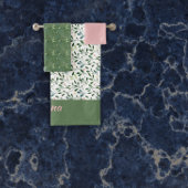 Waterverf Patroon Groen Bladnaam Roze Bad Handdoek