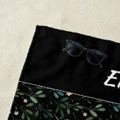 Waterverf Patroon Groen Bladnaam Zwart Strandlaken (In situ)