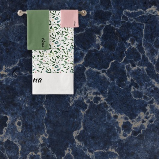 Waterverf patroon groene bladnaam bad handdoek