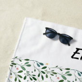 Waterverf patroon groene bladnaam strandlaken (In situ)