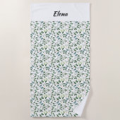 Waterverf patroon groene bladnaam strandlaken (Voorkant)