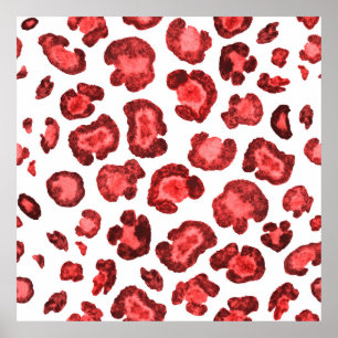 Waterverf patroon illustratie luipaard huid. Uitsl Poster