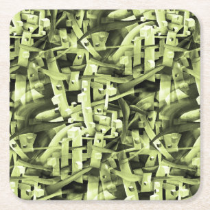 Waterverf Patroon in groen Abstract hedendaags Kartonnen Onderzetters