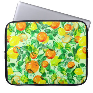 waterverf patroon - Lemon tak met fl Laptop Sleeve