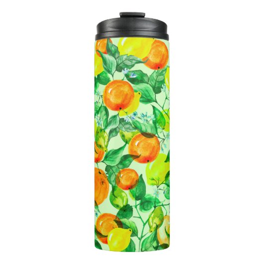  waterverf patroon - Lemon tak met fl Thermosbeker (Voorkant)