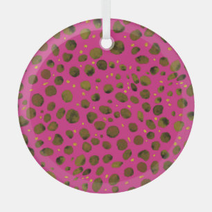 Waterverf Patroon met Abstracte Cheetah Skin. Glas Ornament