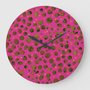 Waterverf Patroon met Abstracte Cheetah Skin. Grote Klok
