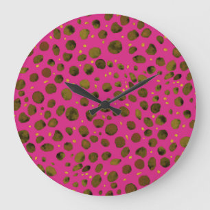 Waterverf Patroon met Abstracte Cheetah Skin. Grote Klok