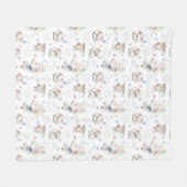 Waterverf Patroon met Baby Olifanten en muizen Fleece Deken (Voorkant (Horizontaal))