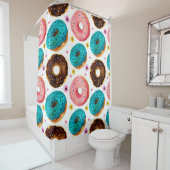 Waterverf patroon met roze, blauw en chocolade d douchegordijn (In situ)