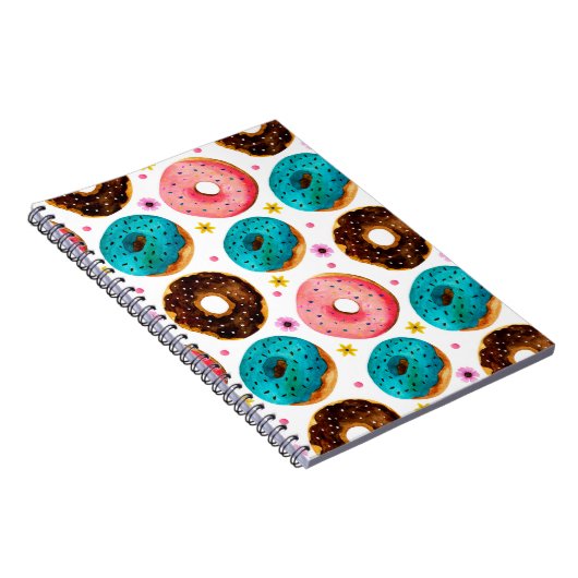 Waterverf patroon met roze, blauw en chocolade d notitieboek (Rechterzijde)