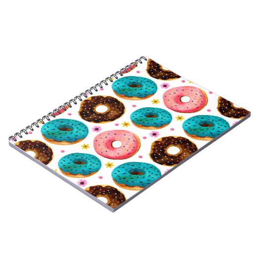 Waterverf patroon met roze, blauw en chocolade d notitieboek (Linkerzijde)