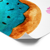 Waterverf patroon met roze, blauw en chocolade d poster (Hoek)