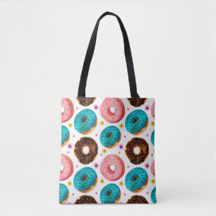 Waterverf patroon met roze, blauw en chocolade d tote bag