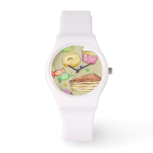 Waterverf patroon met snoepjes horloge