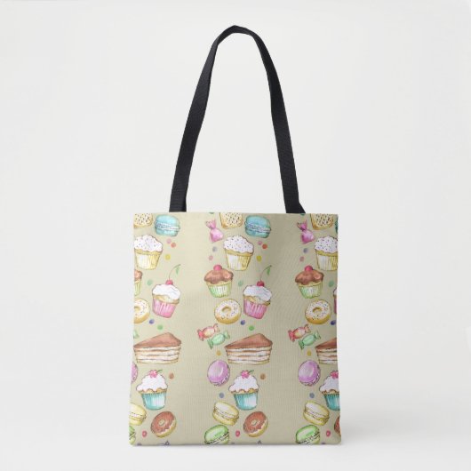 Waterverf patroon met snoepjes tote bag (Voorkant)
