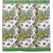 Waterverf Patroon met tropische Planten vlinder Douchegordijn (Voorkant)