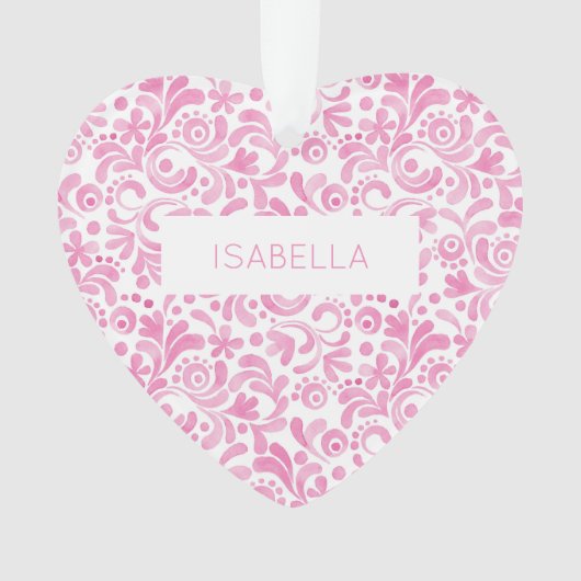 Waterverf Patroon NAAM Sweet Heart Keepsake Ornament (voorkant)