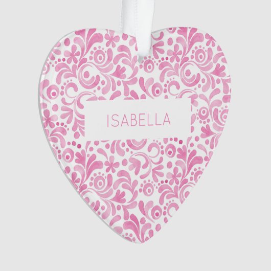 Waterverf Patroon NAAM Sweet Heart Keepsake Ornament (voorkant)