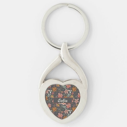 Waterverf patroon oranje grijs Metalen Sleutelhang Sleutelhanger (Voorkant)