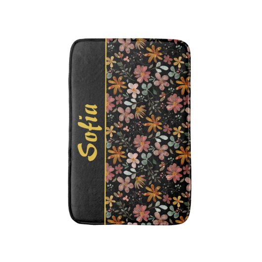 Waterverf patroon roze geel sinaasappel badmat (Voorkant Verticaal)