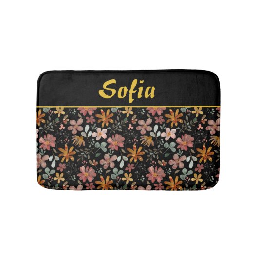 Waterverf patroon roze geel sinaasappel badmat (Voorkant)