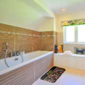 Waterverf patroon roze geel sinaasappel badmat