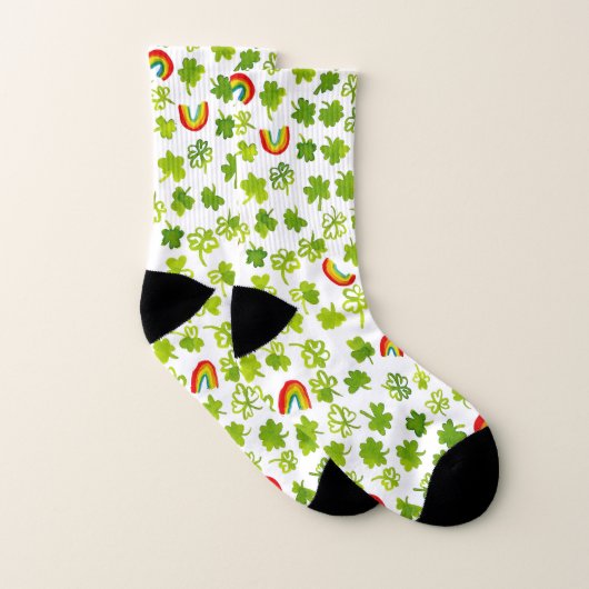 Waterverf patroon Shamrocks en Rainbows Sokken (Paar)