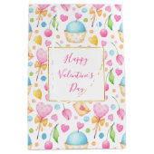 Waterverf Patroon Valentijns voor hart en koeken Medium Cadeauzakje (Voorkant)