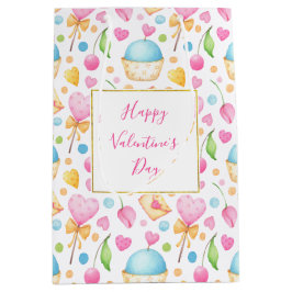 Waterverf Patroon Valentijns voor hart en koeken Medium Cadeauzakje