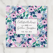 Waterverf patroon van de zoete roze Navy Flowers Bedankjes Labels (Voorkant)