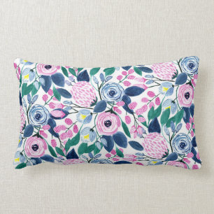 Waterverf patroon van de zoete roze Navy Flowers Kussen