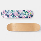 Waterverf patroon van de zoete roze Navy Flowers Persoonlijk Skateboard (Horizontaal)
