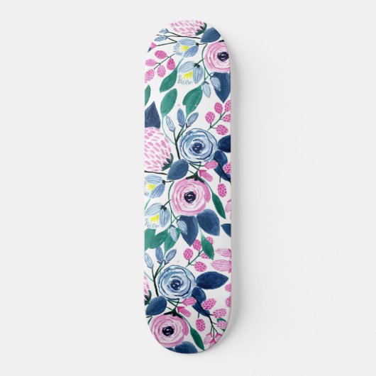 Waterverf patroon van de zoete roze Navy Flowers Persoonlijk Skateboard (Voorkant)