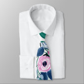 Waterverf patroon van de zoete roze Navy Flowers Stropdas (Gebonden)