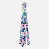 Waterverf patroon van de zoete roze Navy Flowers Stropdas (Voorkant)