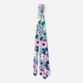 Waterverf patroon van de zoete roze Navy Flowers Stropdas (Achterkant)
