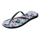 Waterverf patroon van de zoete roze Navy Flowers Teenslippers (Schuin)