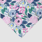 Waterverf patroon van de zoete roze Navy Flowers Tissuepapier (Detail)