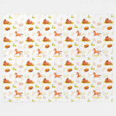 Waterverf Patroonpaarden Hoefijzers Hay Apples Fleece Deken (Voorkant (Horizontaal))