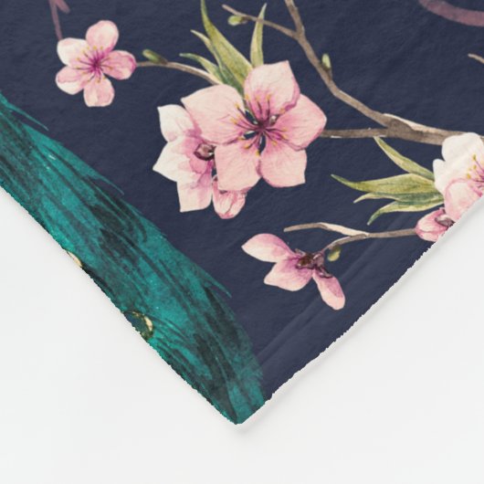 waterverf patroonpauze op een boomkerrie, bloem fleece deken (Hoek)