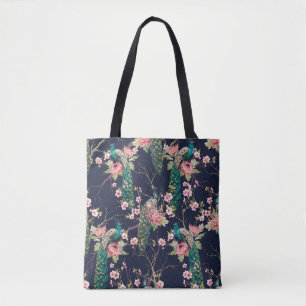 waterverf patroonpauze op een boomkerrie, bloem tote bag