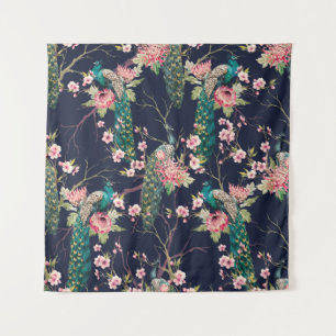 waterverf patroonpauze op een boomkerrie, bloem wandkleed