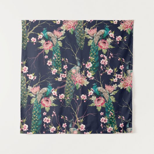 waterverf patroonpauze op een boomkerrie, bloem wandkleed (Voorkant)