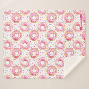 Waterverf Patterned Donut and Sprinkles Sherpa Deken