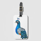 Waterverf pauw bagagelabel (Voorkant (verticaal))