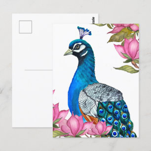Waterverf pauw briefkaart