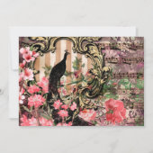 Waterverf Pauw en Bloemen Verjaardag Kaart (Achterkant)
