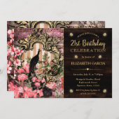 Waterverf Pauw en Bloemen Verjaardag Kaart (Voorkant / Achterkant)