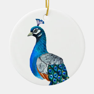 Waterverf pauw keramisch ornament